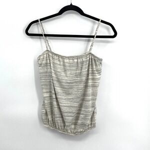 NWT EBERJEY Gray White Spaghetti Strap Sleeveless Tank Top Size Medium